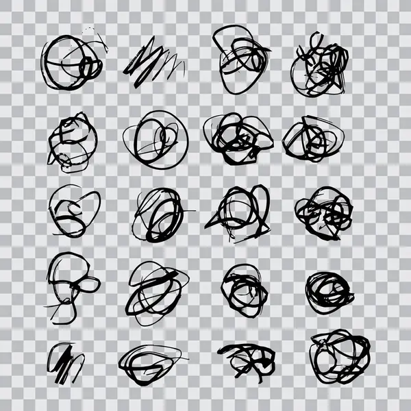 Soyut karalamalar, karmaşık karalama çizimleri. Vektör illüstrasyonu