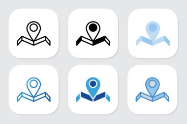 Çeşitli tasarım biçimlerine sahip harita simgeleri