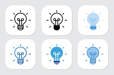 Çeşitli tasarım biçimlerine sahip ampul simgeleri
