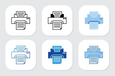 Çeşitli tasarım biçimlerine sahip yazıcı simgeleri