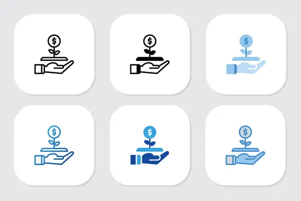 Çeşitli tasarım biçimlerine sahip büyüme parası simgeleri