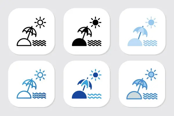 Çeşitli tasarım tarzları olan plaj simgeleri