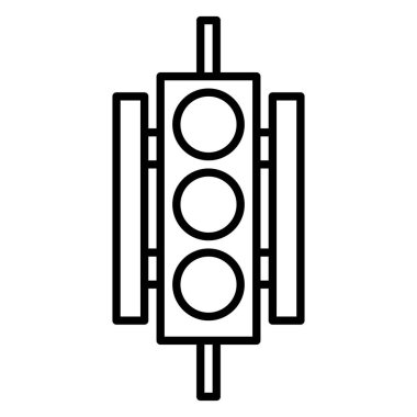 Trafik lambası simgesi veya logo illüstrasyon ana hatları siyah