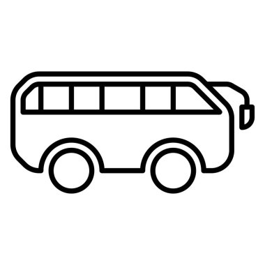 Otobüs simgesi veya logo illüstrasyon ana hatları siyah stil