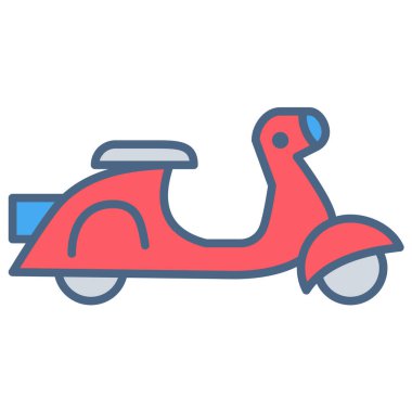 Scooter simgesi ya da logo illüstrasyonu dolu renk biçimi