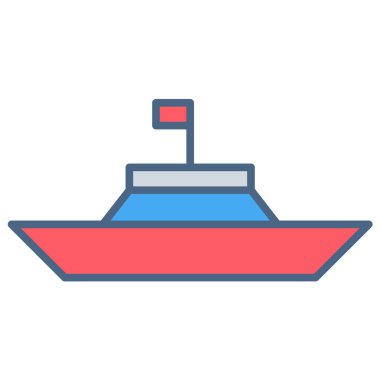 Gemi teknesi simgesi ya da logo illüstrasyonu dolu renk biçimi