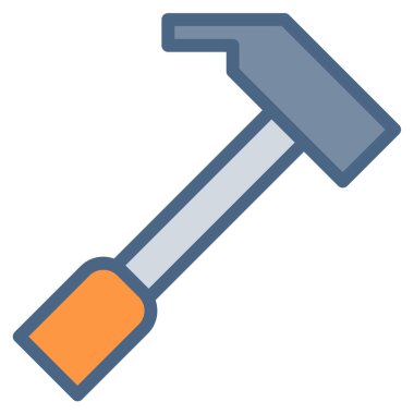 Çekiç simgesi ya da logo illüstrasyon ana hatları siyah