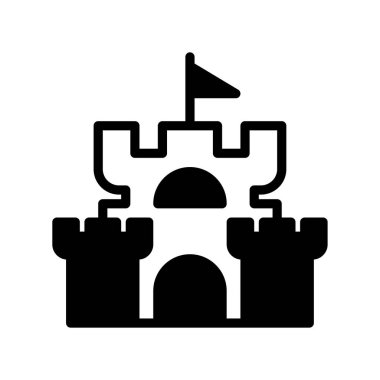 Castle simgesi vektörü veya logo illüstrasyon biçimi 