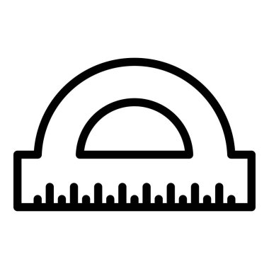 Geometri cetvel simgesi veya logo illüstrasyon ana hatları siyah biçimdir