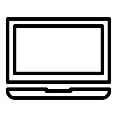 dizüstü bilgisayar simgesi ya da logo illüstrasyon ana hatları siyah