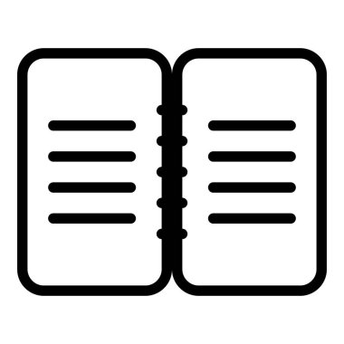 açık kitap simgesi ya da logo illüstrasyon ana hatları siyah biçimi