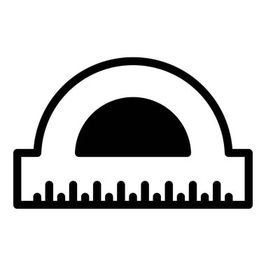 Geometri cetvel simgesi veya logo illüstrasyon ana hatları siyah biçimdir
