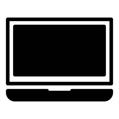 dizüstü bilgisayar simgesi ya da logo illüstrasyon ana hatları siyah