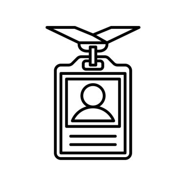 Kimlik kartı simgesi veya logo illüstrasyon çizgisi siyah biçimi