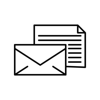 Zarf simgesi veya logo illüstrasyon ana hatları siyah biçimi