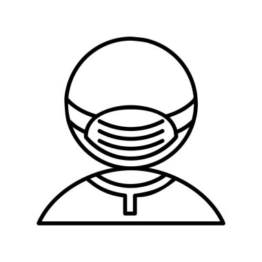 yüz maskesi simgesi ya da logo illüstrasyon ana hatları siyah