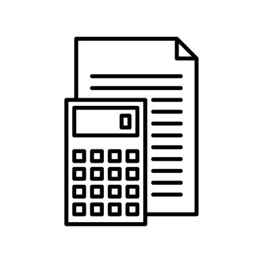 hesap makinesi simgesi veya logo illüstrasyon ana hatları siyah biçimi