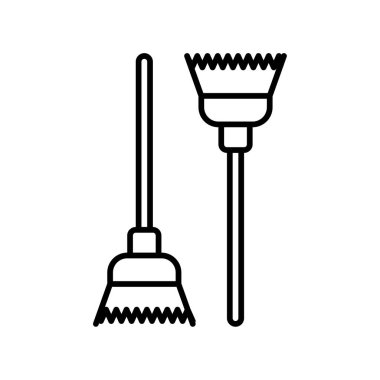 Süpürge simgesi vektörü veya logo illüstrasyon biçimi 