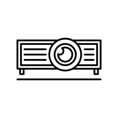 Projektör simgesi veya logo illüstrasyon ana hatları siyah biçimi