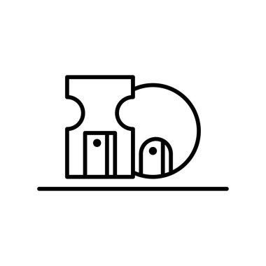 Keskinleştirici simgesi veya logo illüstrasyon ana hatları siyah biçimi