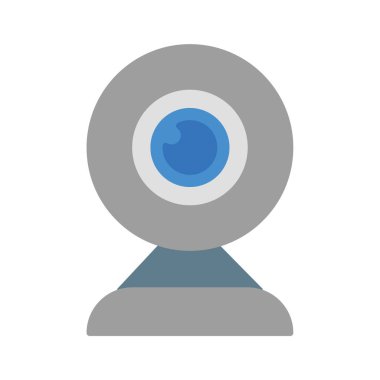 Web kamerası simgesi vektörü veya logo illüstrasyon düz renk biçimi 