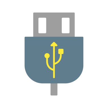 usb kablo simgesi vektörü veya logo illüstrasyon düz renk biçimi 