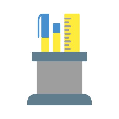 Kırtasiye simgesi vektörü veya logo illüstrasyon düz renk biçimi 