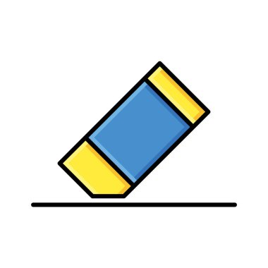 Silgi simgesi vektörü veya logo illüstrasyonu doldurulmuş renk biçimi 