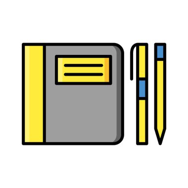 Kalem kitabı simgesi vektörü veya logo illüstrasyonu renk biçimi 