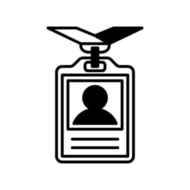 Kimlik kartı simgesi veya logo illüstrasyon çizgisi siyah biçimi