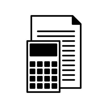 hesap makinesi simgesi veya logo illüstrasyon ana hatları siyah biçimi