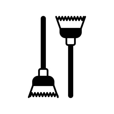 Süpürge simgesi vektörü veya logo illüstrasyon biçimi 