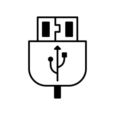 usb kablo simgesi vektörü veya logo illüstrasyon biçimi 