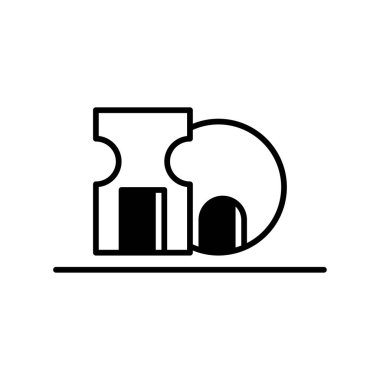 Keskinleştirici simgesi veya logo illüstrasyon ana hatları siyah biçimi