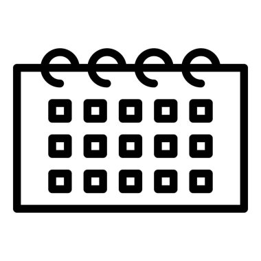 Takvim simgesi veya logo illüstrasyon ana hatları siyah