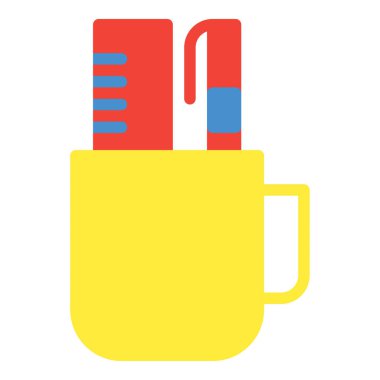 Kalem cetvel simgesi veya logo resimleme düz renk biçimi