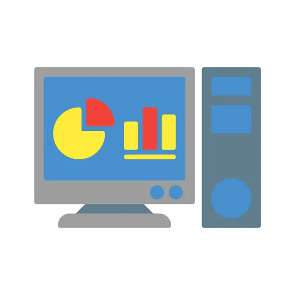 Pc bilgisayar simgesi vektörü veya logo illüstrasyonu düz renk biçimi 