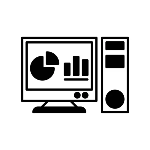 Pc bilgisayar simgesi ya da logo illüstrasyon ana hatları siyah