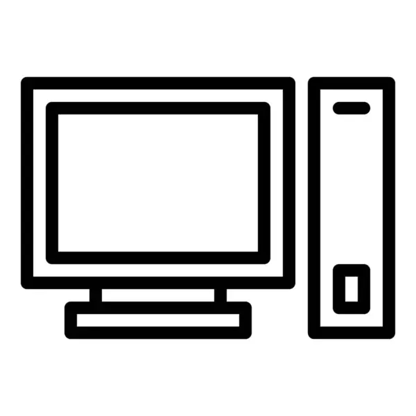 Pc bilgisayar simgesi ya da logo illüstrasyon ana hatları siyah