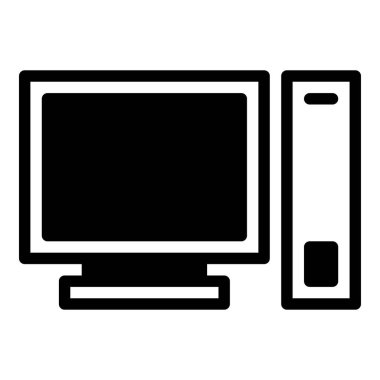 Pc bilgisayar simgesi ya da logo illüstrasyon ana hatları siyah