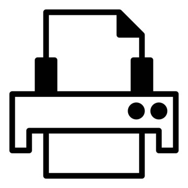 Yazıcı simgesi ya da logo illüstrasyon ana hatları siyah biçimi