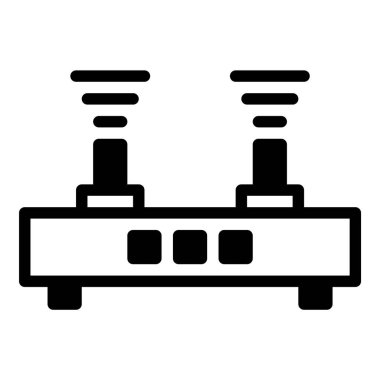 router wifi simgesi ya da logo illüstrasyon ana hatları siyah biçimi
