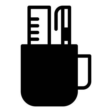 Kalem cetvel simgesi veya logo illüstrasyon ana hatları siyah