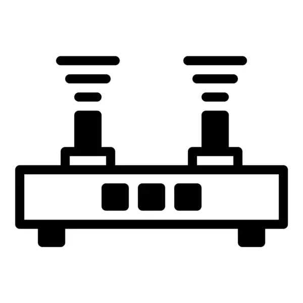 router wifi simgesi ya da logo illüstrasyon ana hatları siyah biçimi