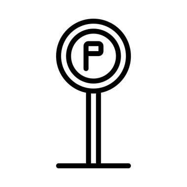 Otopark simgesi ya da logo illüstrasyon ana hatları siyah stil