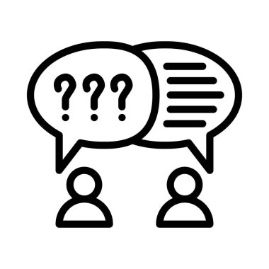 Röportaj simgesi veya logo illüstrasyon ana hatları siyah biçimi