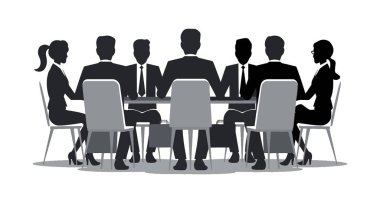  Eylem siluetleri, vektör illüstrasyon iş adamları kümesi.