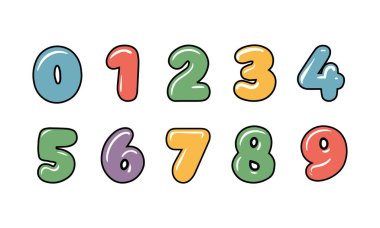 çizgi film stili renkli mermi noktası 0-9 vektör kümesi. sayı kurşun simgeleri .