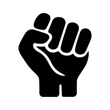 Güçlendirme simgesi. Basit, katı bir stil. El yumruğu, güç, güç, cesaret, güçlü, güç kavramı. Beyaz arkaplanda izole edilmiş kabartma vektör çizimi. EPS 10.