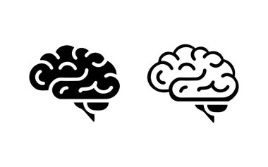 İnsan beyin ikonu seti. Düşünme, zihin tazeleme, beyin sağlığı, yaratıcı vektör çizimi. Farklı stilde insan beyni ikonu seti. Yaratıcı fikir düz çizgi simgesi.